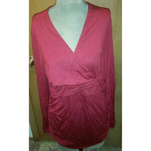 "A Pea In The Pod" Burgundy/Cranberry Maternity Long Sleeve Top Size Large